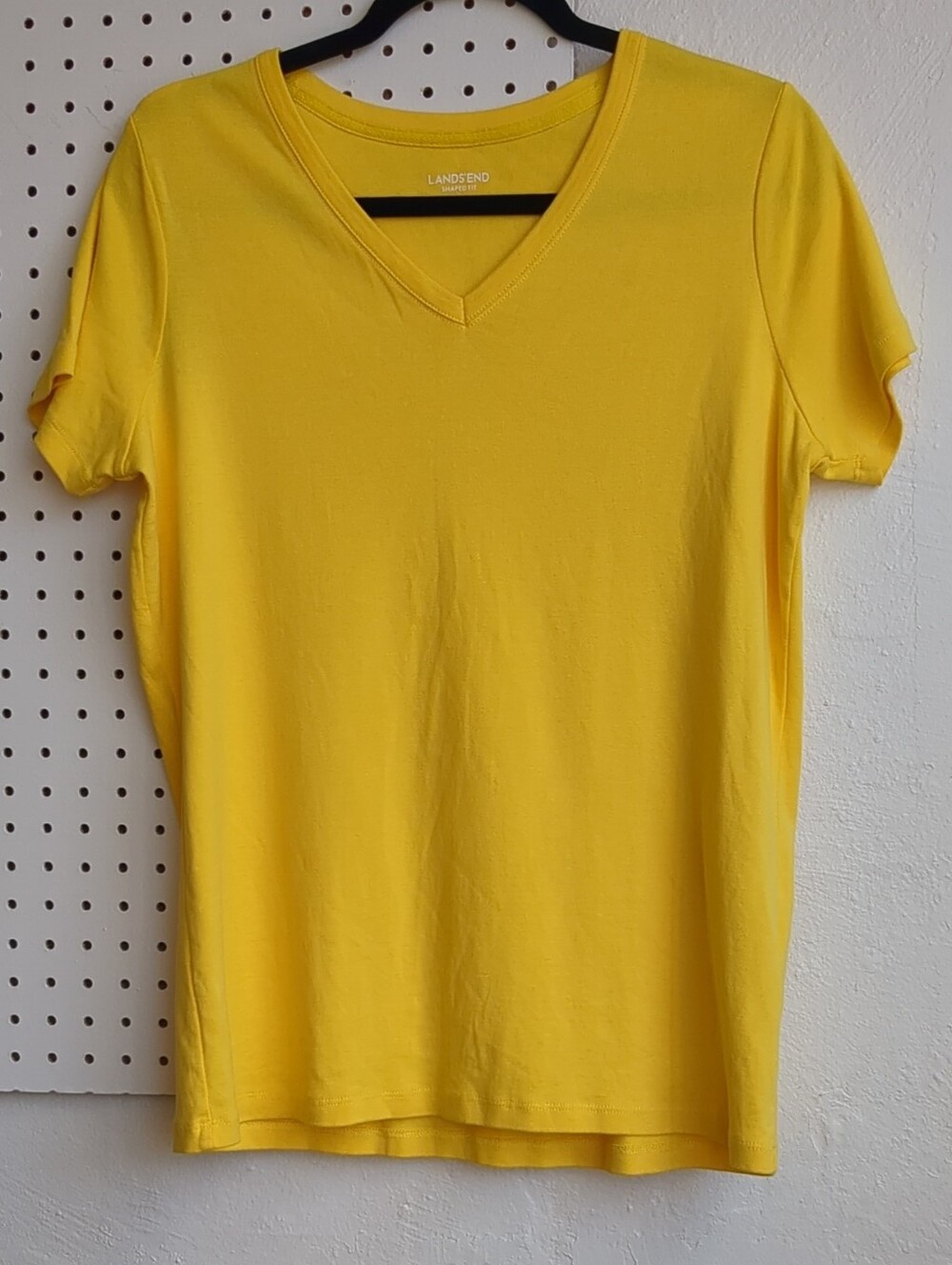 Lands' End Women's Short Sleeve V-Neck Tee in Bright Yellow